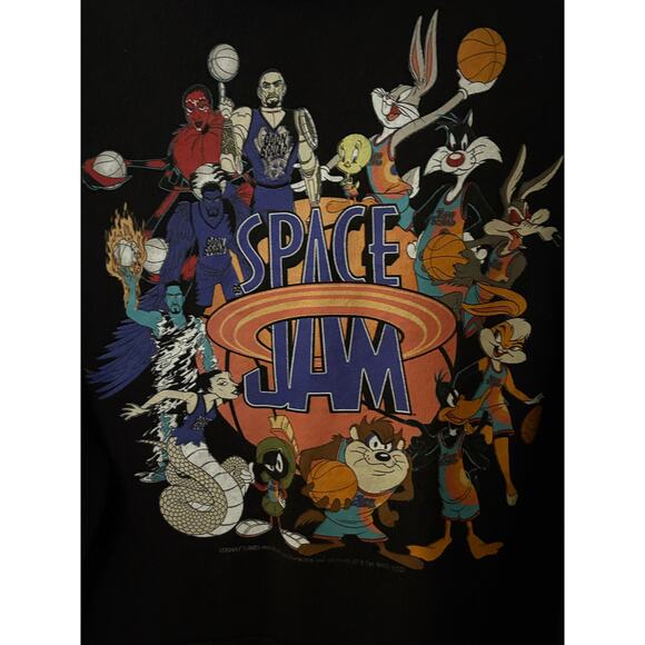 Retro LOONEY TUNES-SPACE JAM Hoodie Sweatshirt-Black-Goon/Tune Squad-EUC-Size XL - Picture 5 of 9